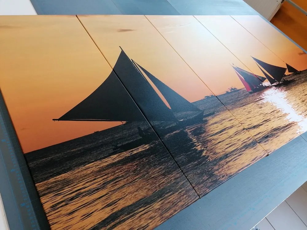 Quadri 5 pezzi – Splendido tramonto sul mare