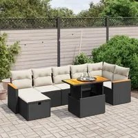 Set Divani da Giardino con Cuscini 8 pz Nero in Polyrattan 3276045