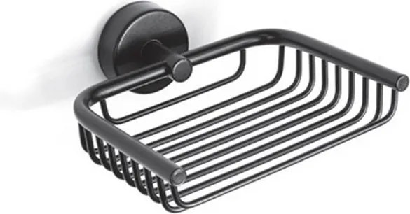 Kamalu - Portasapone a griglia design sospeso in acciaio inox nero opaco | Monde-N