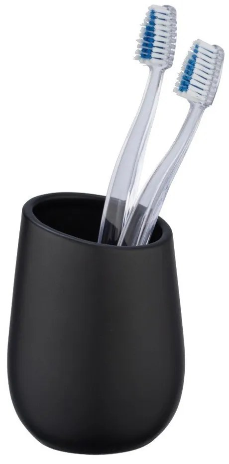 Tazza in ceramica nera per spazzolini da denti Badi - Wenko