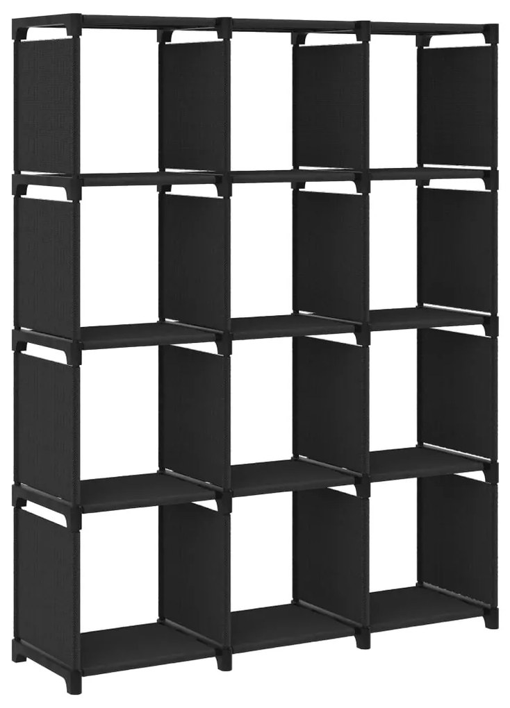 Mensola Con 12 Vani A Cubo Nera 103x30x141 Cm İn Tessuto /
