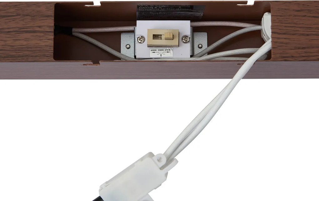 Plafoniera moderna effetto legno noce con LED integrato, dimmerabile a 3 livelli e selettore DIP (2700-4000K) - Keane