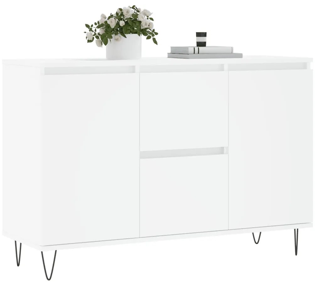 Credenza bianca 104x35x70 cm in legno multistrato