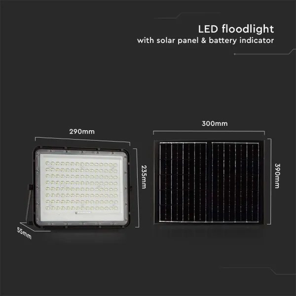 LED Proiettore solare da esterno LED/20W/3,2V 6400K nero + +TC