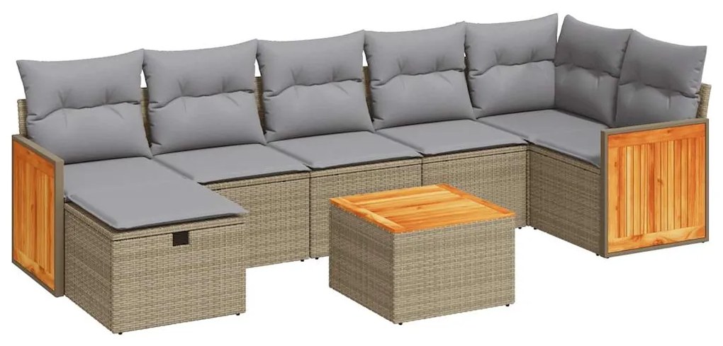 Set divano da giardino 8 pz con cuscini beige in polyrattan