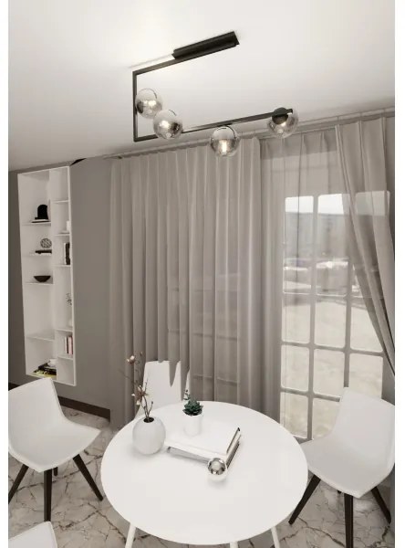 Lampadario a sospensione con supporto rigido SOMA 4xE14/10W/230V nero/grigio