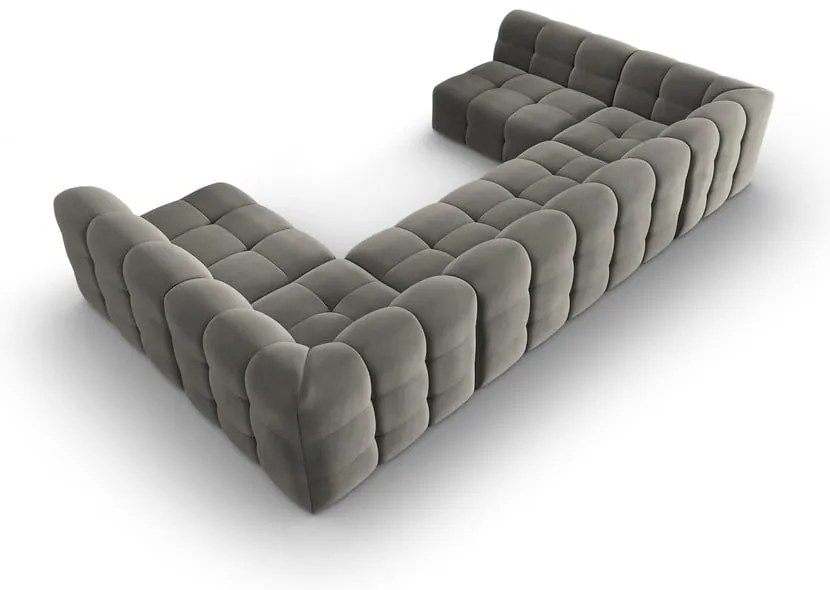 Divano angolare in velluto grigio (a U) Kendal - Micadoni Home