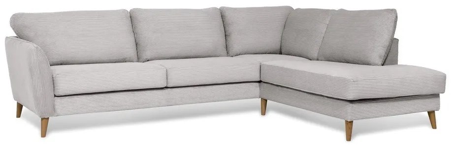 Divano angolare in velluto a coste grigio chiaro (angolo destro) Paris - Scandic