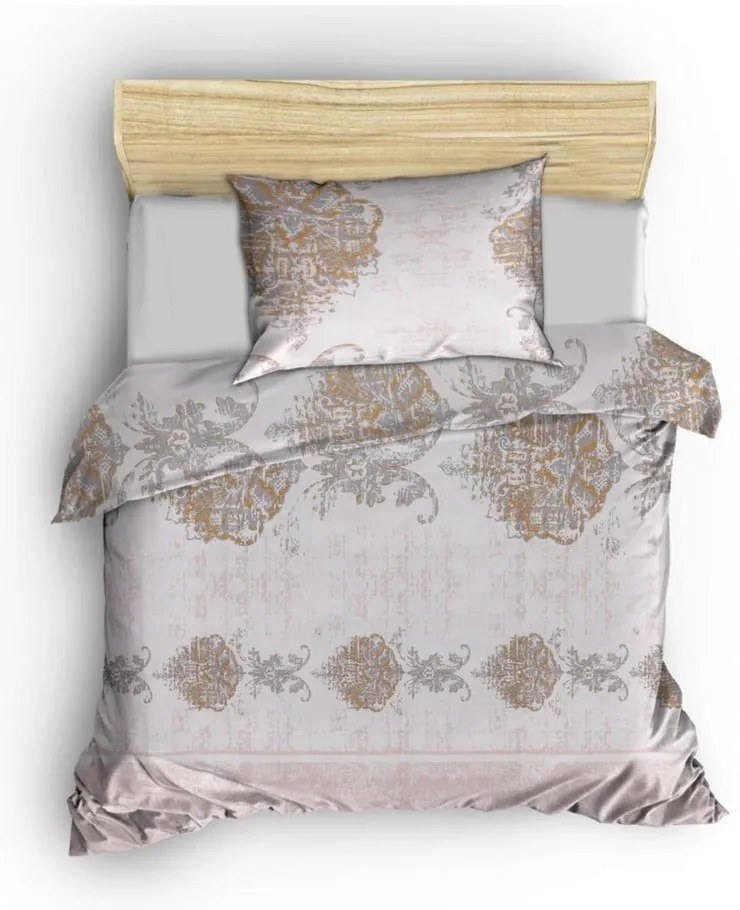 Biancheria da letto singola in cotone Renforcé marrone/beige 140x200 cm Daisy - Mijolnir