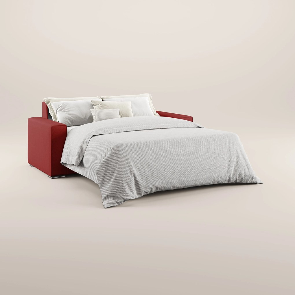 Dream Divano letto moderno dai morbidi cuscini in tessuto smacchiabile T05 rosso