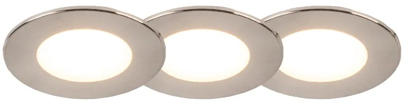 Set di 3 faretti incassati rotondi in acciaio con LED IP65 - Simply