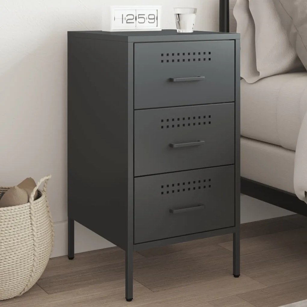 Comodino Nero 36x39x68 Cm İn Acciaio /