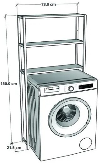 Mobile Coprilavatrice Stile Industrial 70x21x150 Con 3 Ripiani Ida Rovere