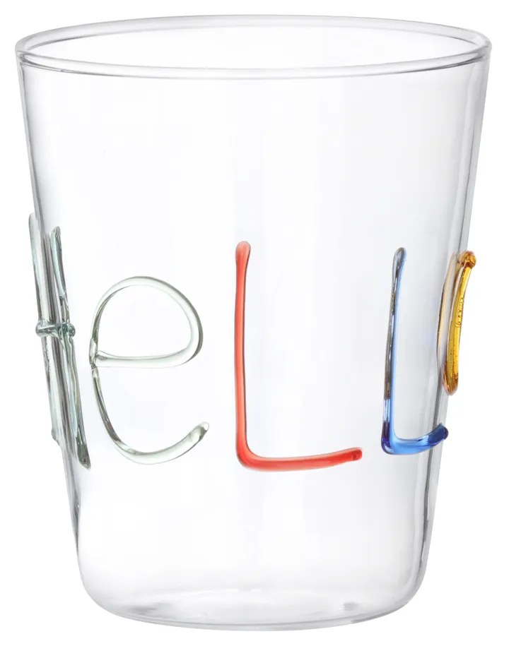 Bicchiere scritta Hello in vetro borosilicato, da 380 ml