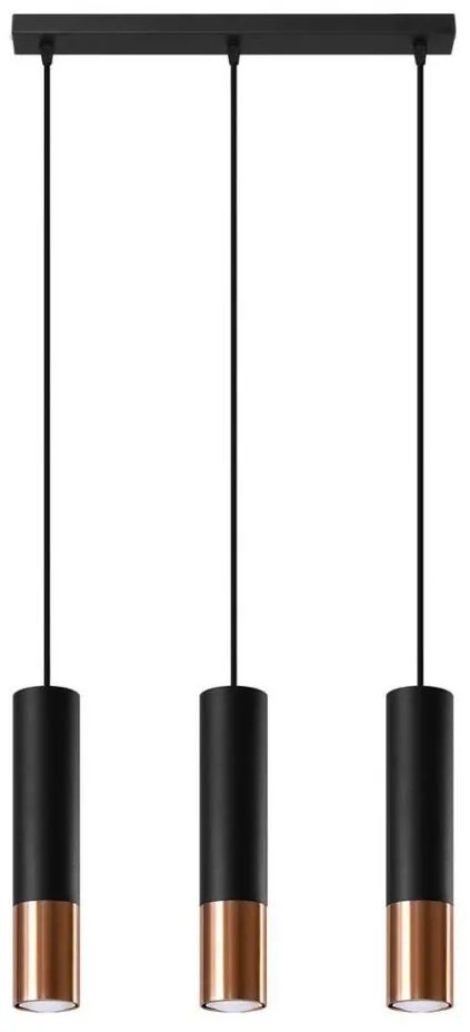 Sollux SL.0948 - Lampadario a sospensione con filo LOOPEZ 3xGU10/10W/230V nero/rame