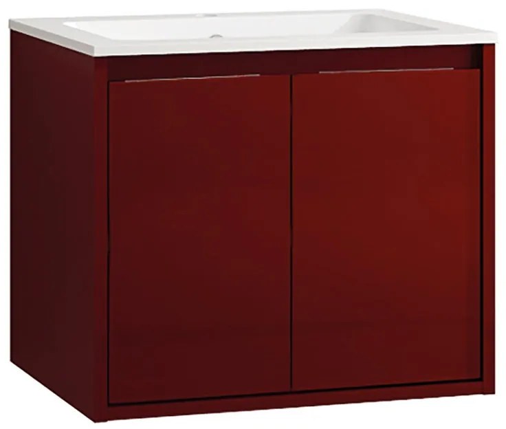 Armadietto bagno a terra Loto 1 cassetto P 45.5 x L 59.5 x H 50 cm laccato rosso