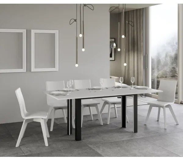 Tavolo libro LINEA DOUBLE 120x45 Bianco Frassino allunga aperto 200x90