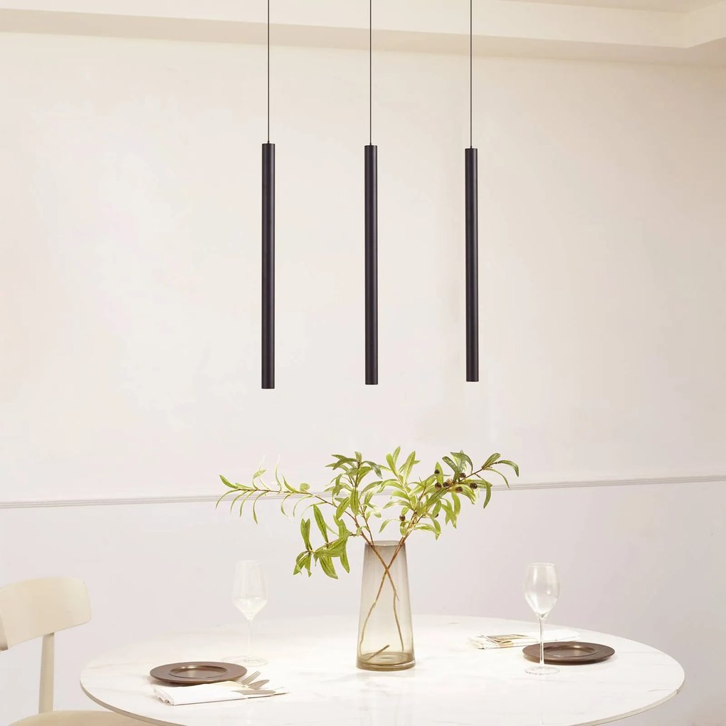 Lindby Sistema a binario 48V Lumaro, pendente, lampadina tubolare, a 3 luci, nero