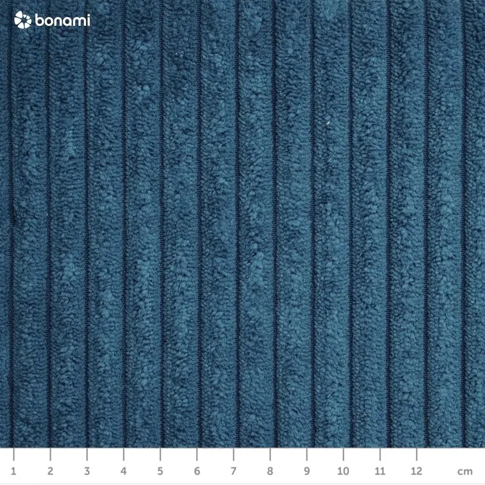 Divano angolare blu allungabile (con penisola a destra/a forma di "U") con rivestimento in velluto a coste Tori – Bonami Selection