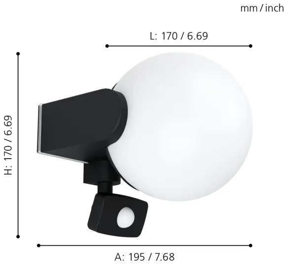 Eglo 99573 - Applique da esterno con sensore RUBIO 1xE27/15W/230V IP44