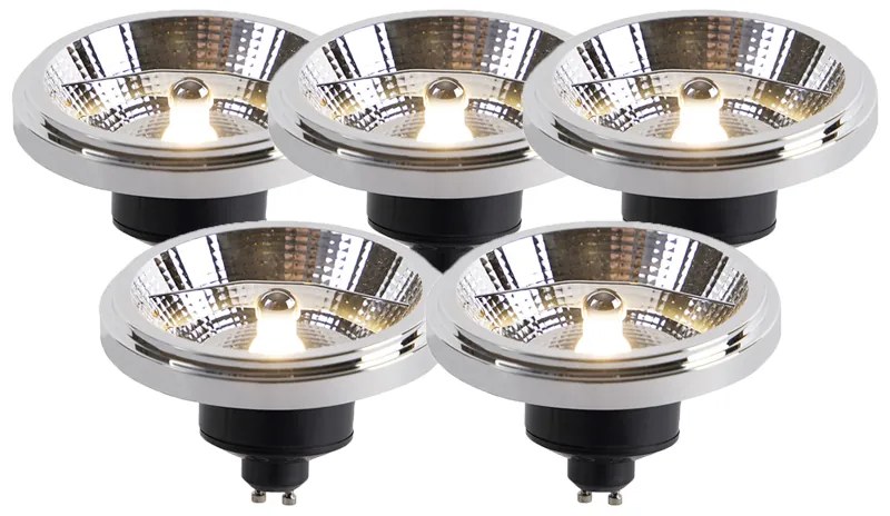 Set di 5 lampadine LED AR111 GU10 12W 2000K-3000K dimmerabile a luce calda