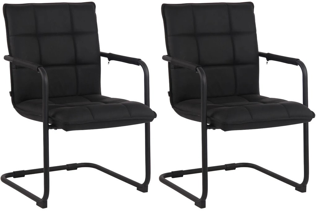 Set Di Sedie Gandia İn Vera Pelle Eleganti E Comfortevoli / Schwarz / Schwarz