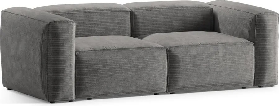 Divano grigio chiaro con rivestimento in velluto a coste 224 cm Bergamo – Cosmopolitan Design