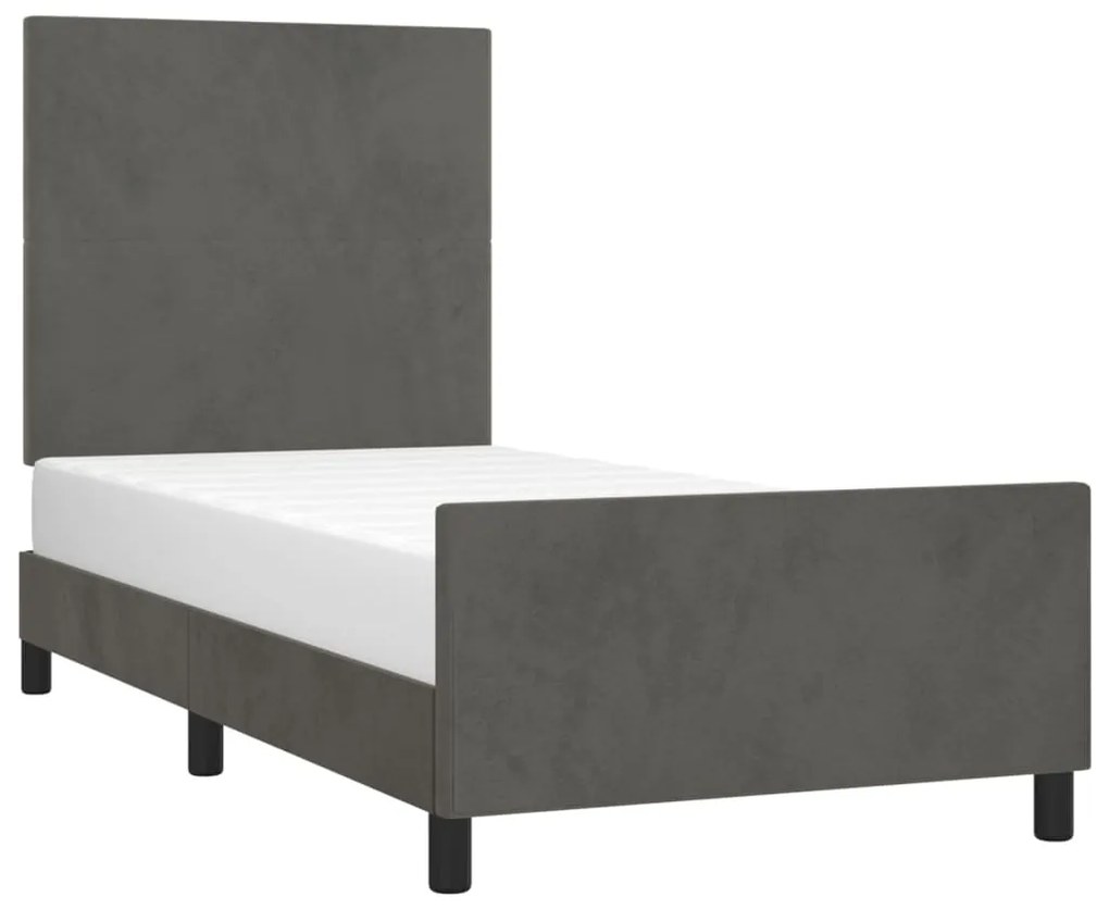 Giroletto con testiera grigio scuro 90x200 cm in velluto