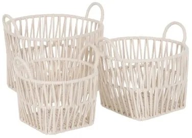 Set di Cesti Bianco Corda 38 x 38 x 32 cm (3 Pezzi)