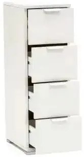 Cassettiera 4 Cassetti Bianca - Dimensioni: cm 27 x 38 x 85 h