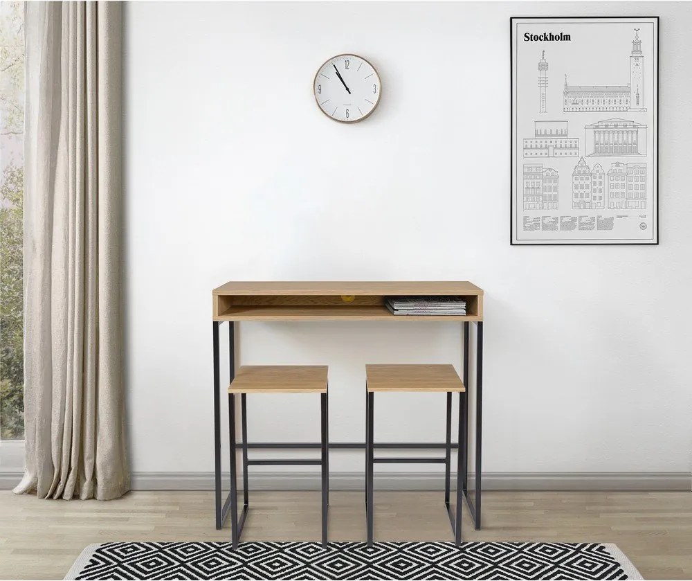 Scrivania con piano effetto rovere 35x100 cm Frame – Woodman