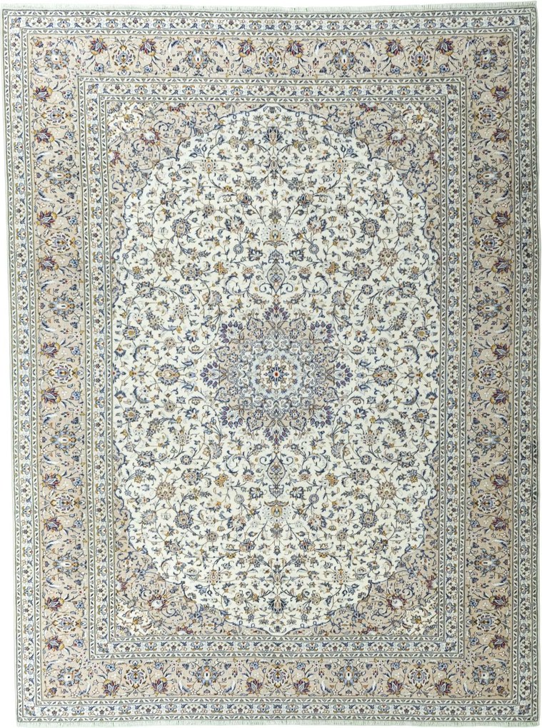 Kashan Tappeto 400 x 300 Beige (Iran) Annodato A Mano