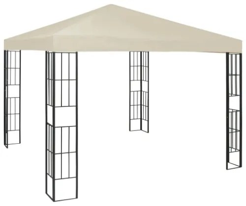 Gazebo con Stringa di Luci LED 3x3 m Crema