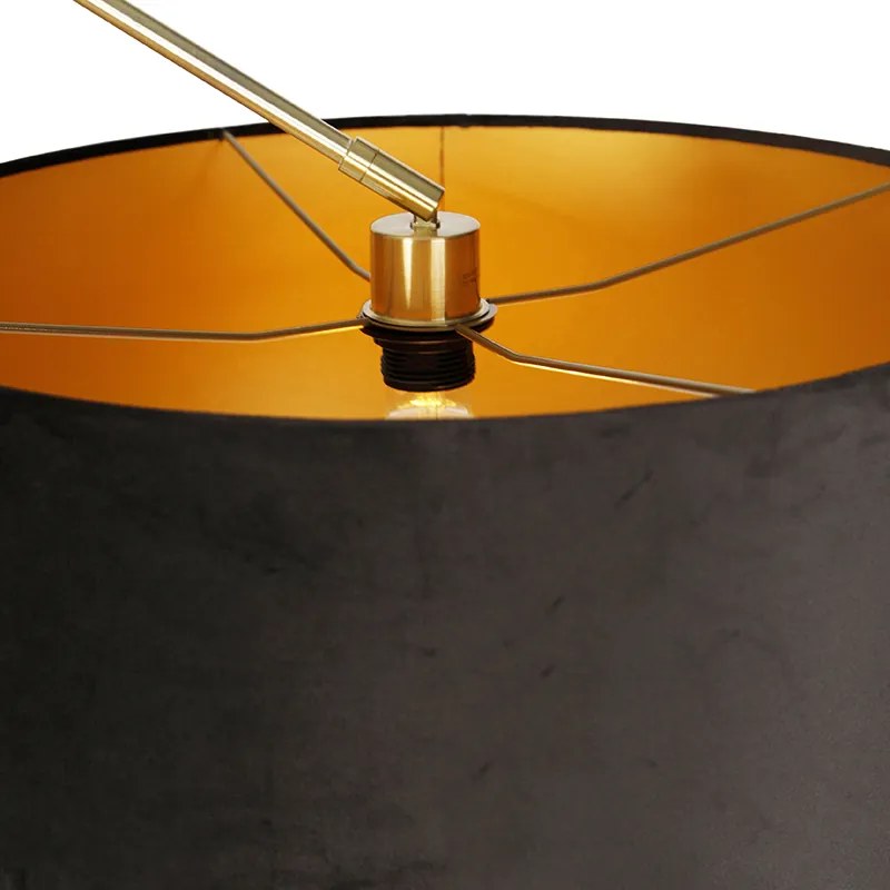 Lampada da terra moderna con paralume in velluto oro nero 50 cm - Editor