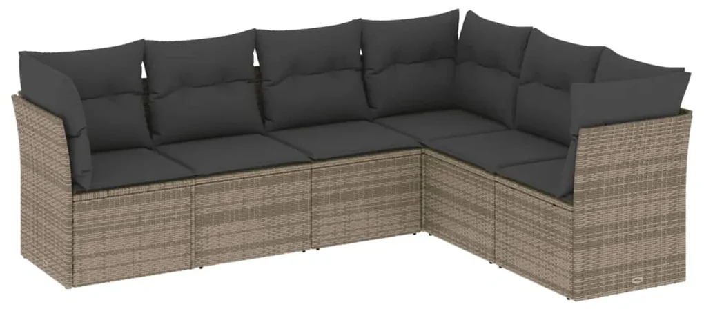 Set divano da giardino 6 pz con cuscini grigio in polyrattan