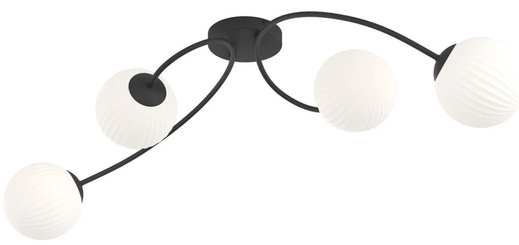 Lampada da soffitto in acciaio e vetro VIBRA 4 da interno 4xE14