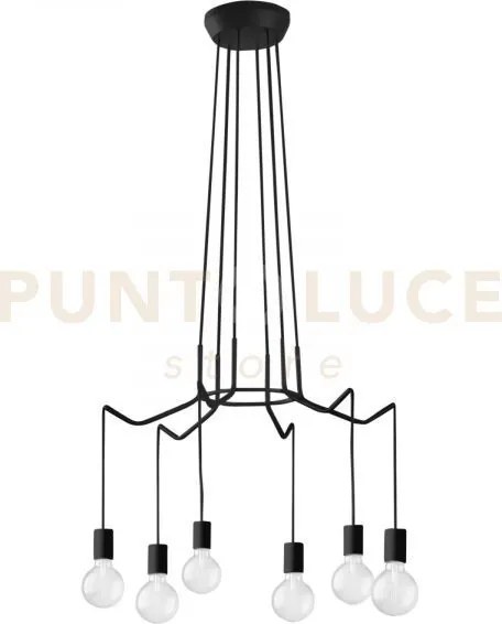 Lampadario a sospensione habitat nera 6 luci attacco e27 66x120cm i...