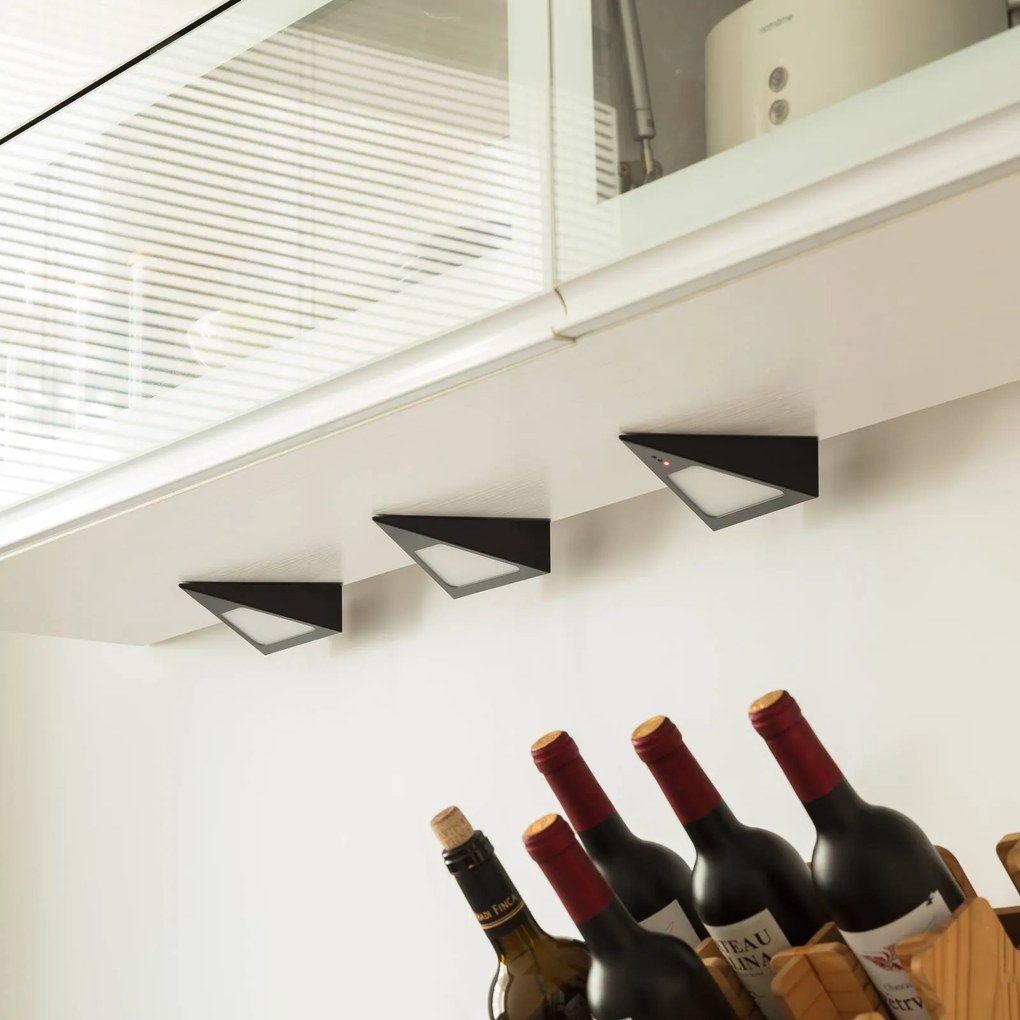 Lampada LED per mobili Prios Odia, nera, 3 unità