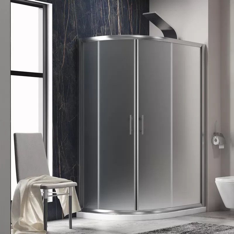 Box doccia stondato 100x80cm vetro satinato KAM-K270 - KAMALU