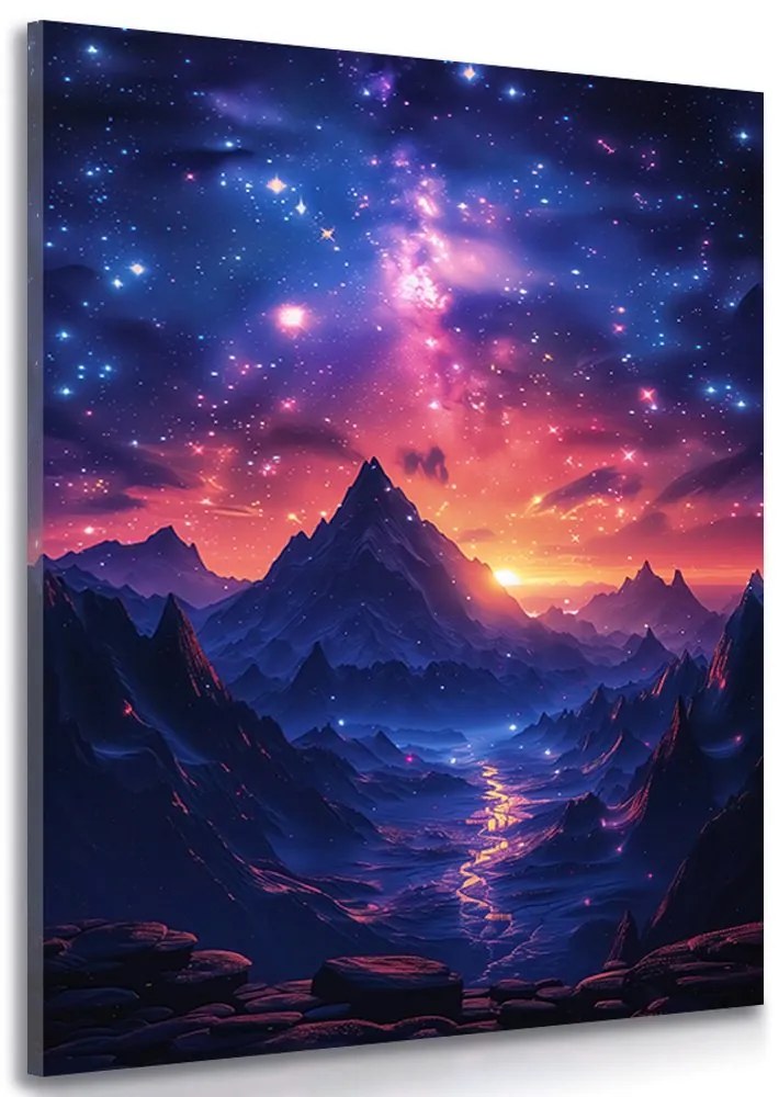 Quadro su tela – Tramonto con cielo notturno