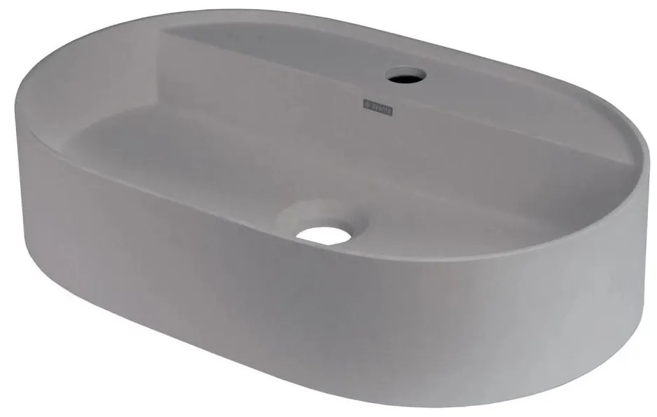 Deante CQS_SU6B - Lavabo da appoggio con foro preforato per rubinetteria SILIA 35x55cm granito/grigio metallizzato