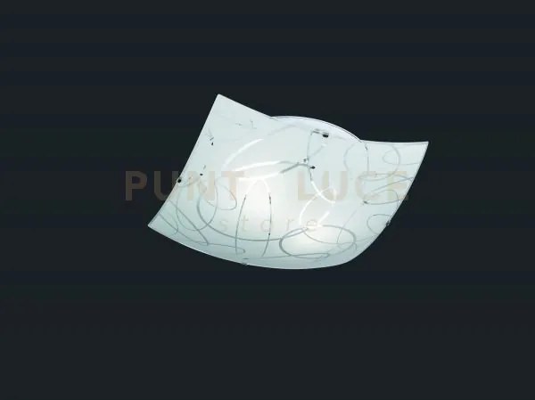 Spirelli plafoniera quadrata vetro decoro cerchi d. 40x40cm 2 luci ...