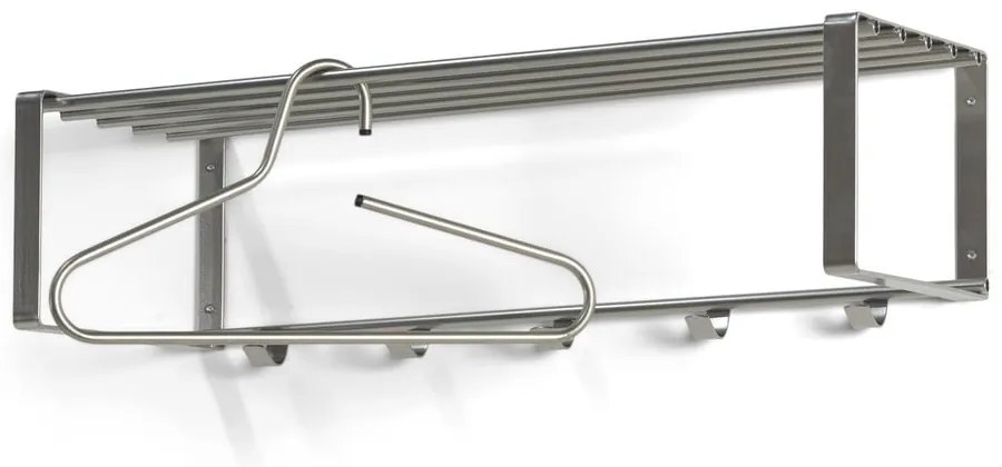 Attaccapanni da parete argentato in metallo con scaffale 70 cm Rex – Spinder Design