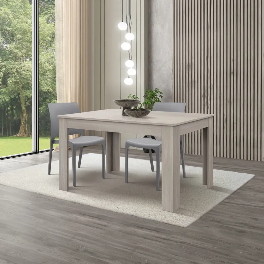 Tavolo VOLPAIA in legno, finitura rovere rustico e metallo verniciato  bianco, allungabile 140×80 cm – 200×80 cm