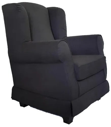 Poltrona imbottita in tessuto sfoderabile BERGERE MARRONE SCURO con pouf