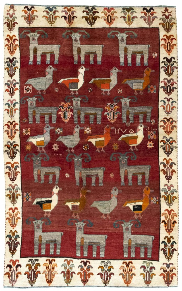 Gabbeh Tappeto 160x250 Rosso (Iran) Annodato A Mano