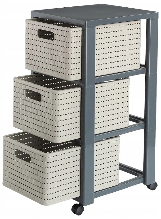 Mobiletto da bagno in plastica grigia 32,5x71 cm Country - Rotho