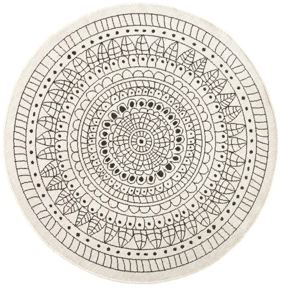 Tappeto da esterno nero e crema , ⌀ 140 cm Porto - NORTHRUGS