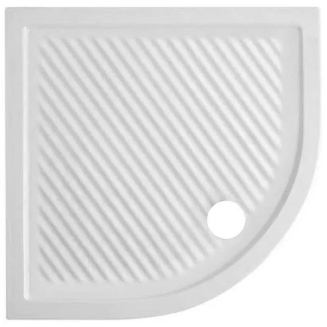 Piatto doccia 90x90 H 6.5 semicircolare in ceramica bianca con antiscivolo Ferdy
