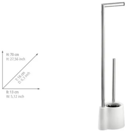 WENKO 22989100 - Scopino per WC AVOLA 13 x 70 cm acciaio inox/bianco/argento